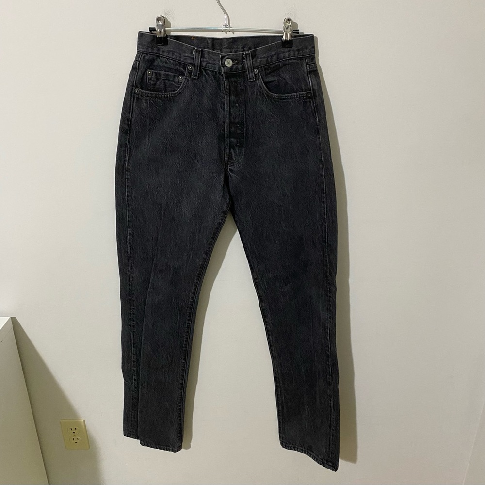 Vintage Levi’s 501 button fly straight leg jeans washed black
